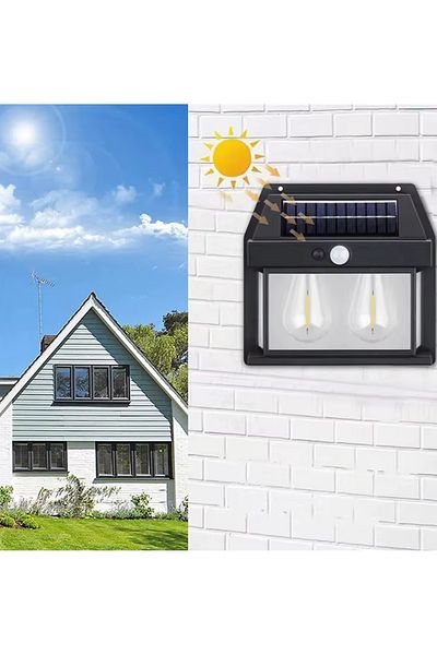 Vezir Aksesuar Solar Powered Outdoor Lighting |   Wall Mounted, Double Bulb