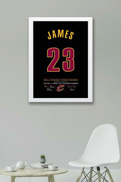 Saturn Lebron James Jersey Framed Painting - Nba Cleveland Cavaliers Jersey