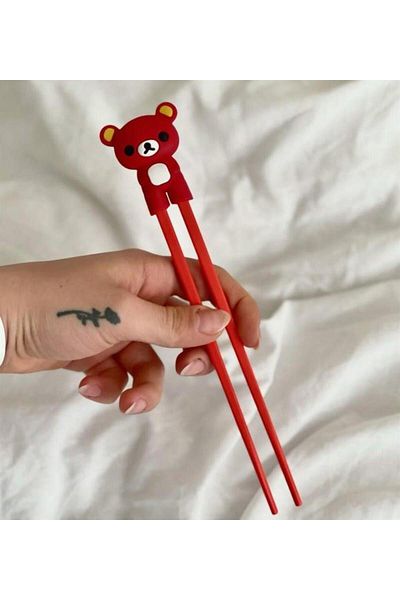 Patladı Gitti Red Colored Chopstick and Chopstick Learning Apparatus
