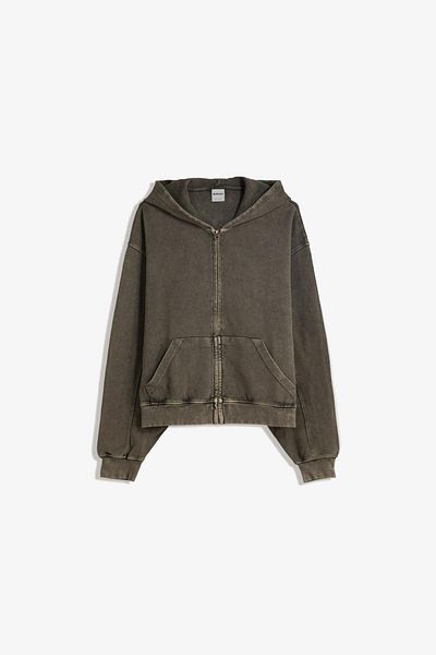 Bershka Faded-effect piqué sweatshirt with zip