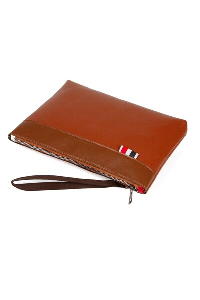Newish Polo Leather Hand Strap File Briefcase Daily Portfolio & Clutch Bag - Tan