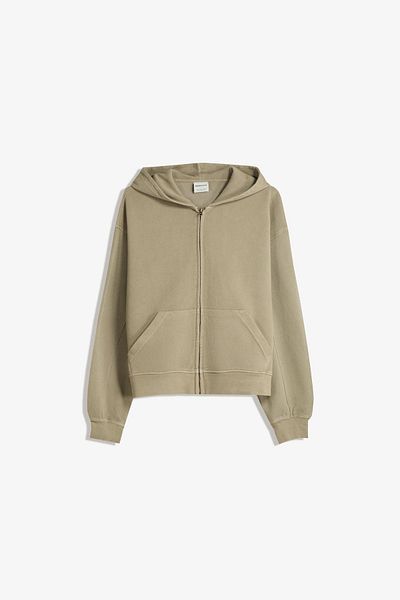 Bershka Faded-effect piqué sweatshirt with zip
