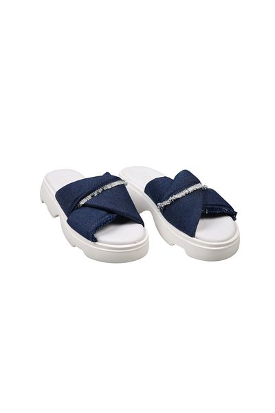 Lady Mia Nuvia Women's Twist Detailed Denim Slippers