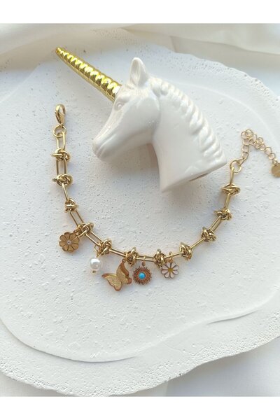 Çelik Charmlı Çelik Bileklik