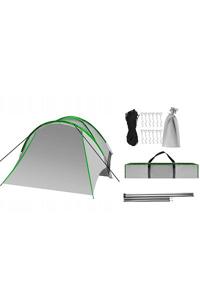 zola Cort camping 2-4 persoane, 1 camera, plasa tantari, 5000 mm, 320x200x140 cm, gri