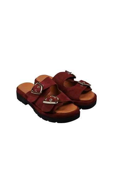 Lady Mia Belisse Buckle Detailed Genuine Leather Women's Slippers