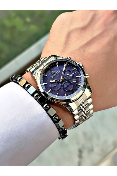 Bentini Men's Wristwatch – Multifunctional, Waterproof, Steel Band, 2 Years Warranty + Bracelet Gift