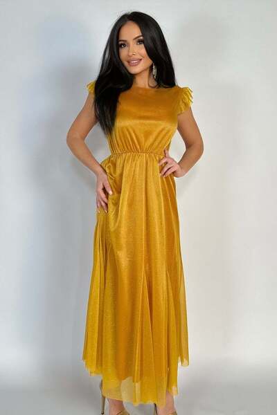 WildFashion Long elegant sleeveless dress accessorized with glitter Y653-991