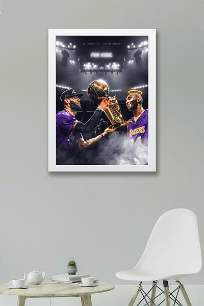 Saturn Lebron James Kobe Bryant Framed Painting - Basketball Nba Poster Painting
