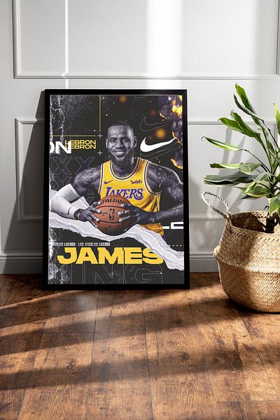 Saturn Lebron James Framed Painting - Basketball Nba Poster Painting