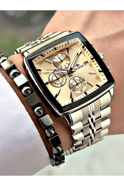 Bentini Men's Wristwatch – Multifunctional, Waterproof, Steel Band, 2 Years Warranty + Bracelet Gift