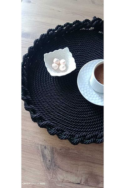 Egindra Black 30 cm Wicker Tray Decorative Tray, Bathroom, Home, Decor Presentation Tray/Promises Engagement Groom Tray