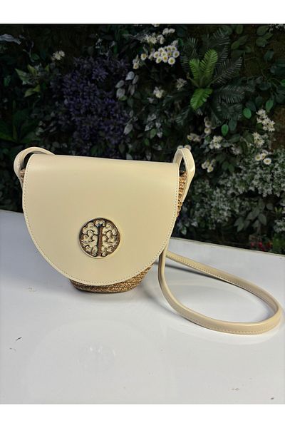 MaVaux Lara Leather Stylish Design Αξεσουάρ Λεπτομερής ψάθινη τσάντα, Μπροστινή λεπτομερής τσάντα χιαστί, Casual Style
