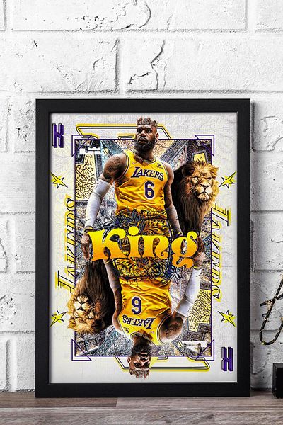 Saturn Lebron James Framed Painting - Basketball Nba Poster Painting