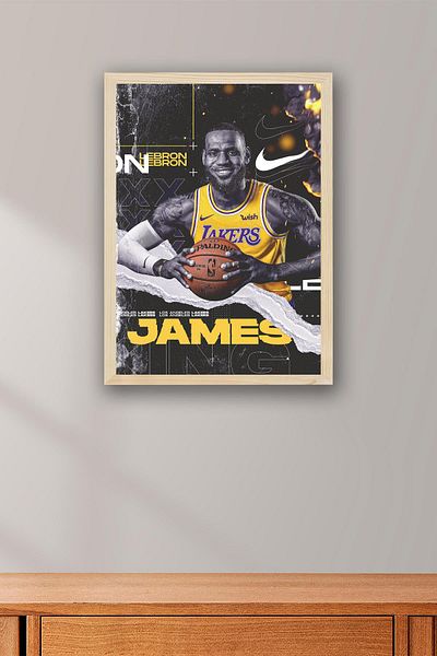 Saturn Lebron James Framed Painting - Basketball Nba Poster Painting