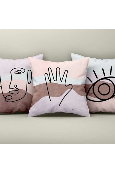 Lenjerii Deosebite Set of 3 Decorative Pillow Covers 43x43cm, Abstract Pastel Design