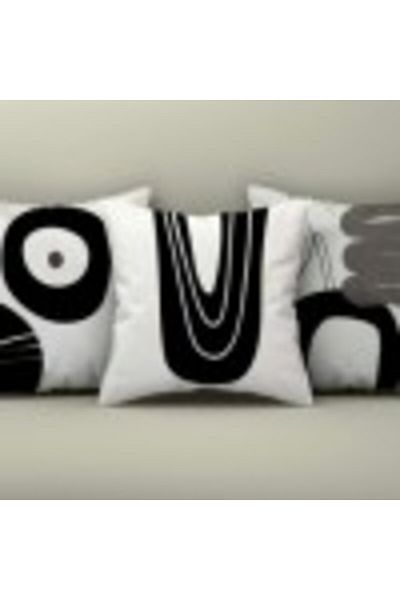 Lenjerii Deosebite Set 3 decorative pillow covers 43x43cm Abstract Design White/Black/Gray