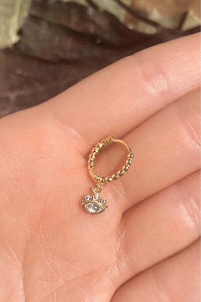 Spossy Silver Jewelry 925 Ayar Gümüş, Opal Taşlı Göz Piercing Küpe