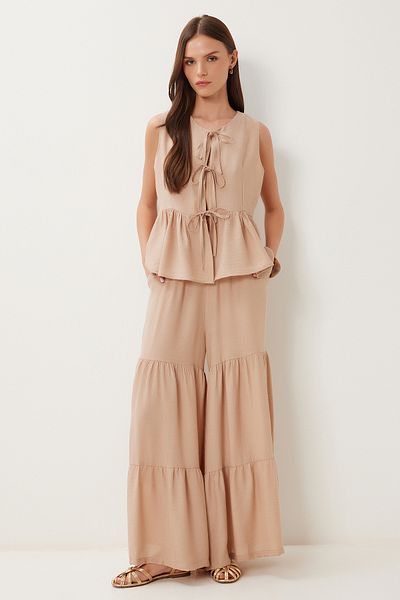 Lovelyİstanbul Flounced Viscose Trousers Blouse Set