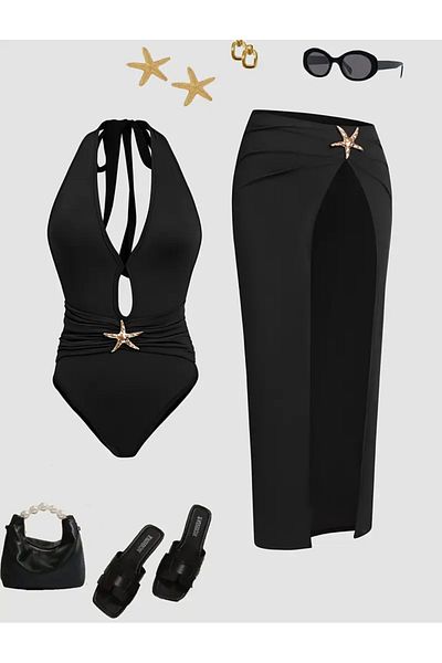 CN New Women's Swimsuit Set 2 Piece Set with Opening from the Bottom