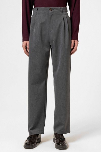 Antioch Anthracite High Waist Pleated Comfortable Fit Men's Trousers