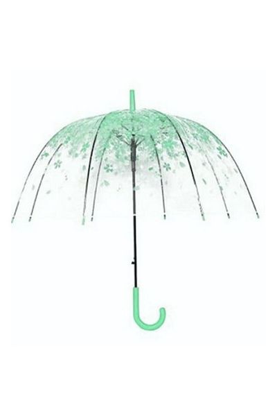 OEM Transparent Dome Shaped Umbrella with Green Floral Print, 83 cm