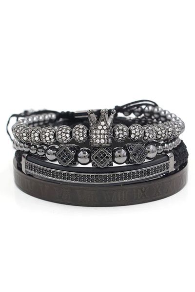 VOLY Set 4 bratari luxury pentru barbati placate in aur de culoare neagra cu zirconii