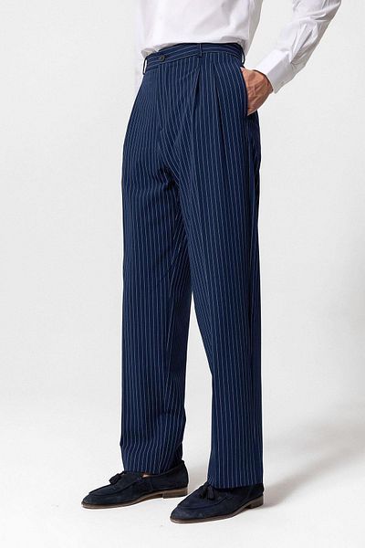 Antioch Indigo High Waist Relax Fit Striped Men's Trousers