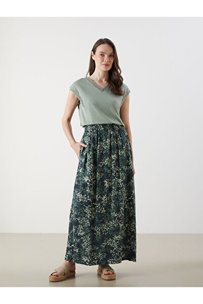 LC Waikiki Νέα σεζόν Γυναικεία φούστα με λάστιχο μέσης με λουλούδια - S5GH72Z8