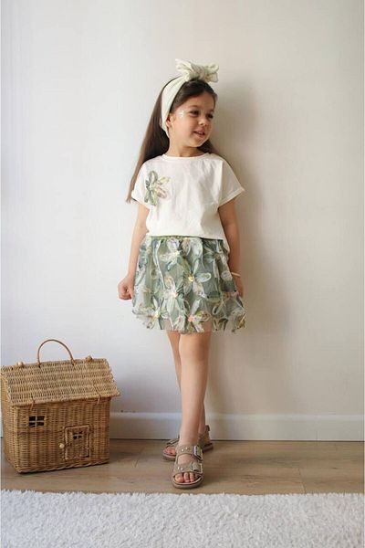 ÖZZYGİYİM Zambak Model Girl's Short Sleeve Skirt Suit