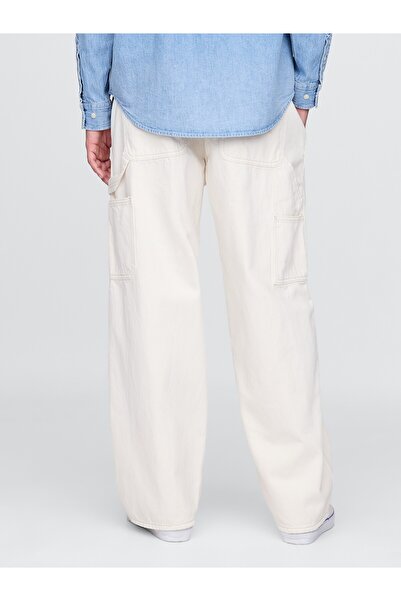 GAP Erkek Kırık Beyaz Baggy Carpenter Jean Pantolon