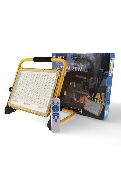 LDM Portable LED Floodlight with Battery, 50W IP65, 8h Runtime, Remote Control