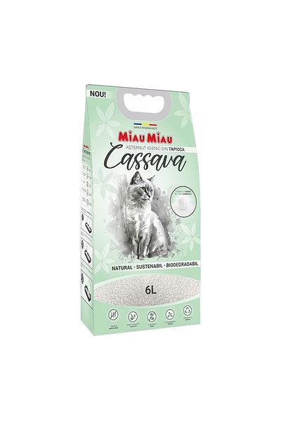 MIAU MIAU Υγιεινή άμμος υγιεινής για γάτες Cassava, 6L