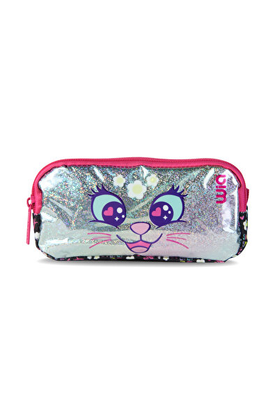 Wia Sweet Cat 2 Compartment Black Pen Holder