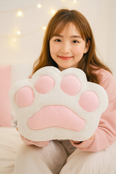 Duman Sevimli Pati Peluş Yastık | Kedi Pençesi Tasarımlı Dekoratif Yastık