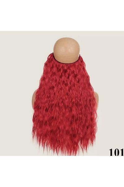 animis beauty Red curly hair extensions, with invisible thread, 60 cm, synthetic fiber with a look