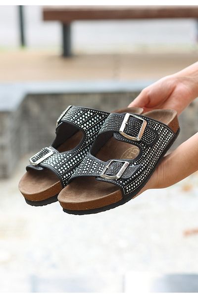 Zerenyus Monte black nubuck beaded slippers