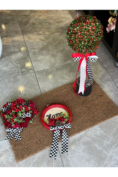 TASARIMHMODA Door Mat Set 3 Pieces Red