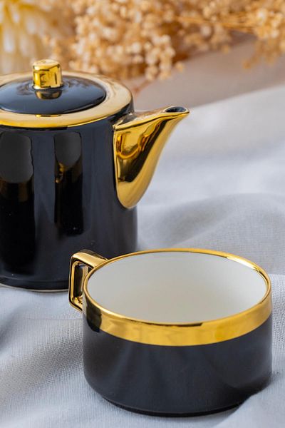 ACAR Stella Porcelain 2-Person Teapot Cup Set - Black