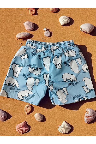 MİLAYS LİFE HOME COLLECTİON Pantaloni scurți pentru băieți, cu imprimeu colorat, cu șireturi, cu plasă de plasă în interior, pentru mare și piscină