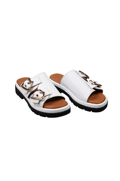 Lady Mia Lunella Buckle Detailed Genuine Leather Women's Slippers