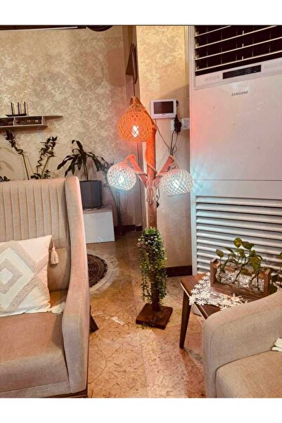 ENG OFİS MOBİLYALARI Ahşap Sehpali 3 lü Lambader