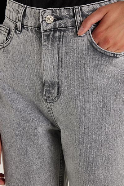 Tudors Women's Regular Fit 100% Cotton Wide Leg Gray Denim Trousers