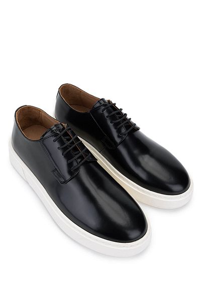 Tamer Tanca Men's Genuine Leather Black Opening Sneakers & Sports Shoes