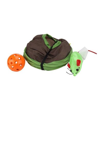 OEM Cat tunnel, Sunmostar, Polyester, 9 holes, Brown/Green