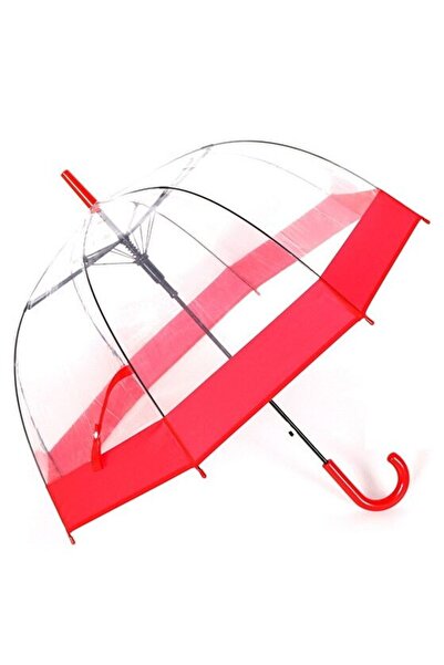 OEM Transparent Dome Umbrella with Red Edge, 83 cm