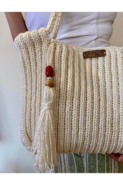 Nillys Women's Polyester Macrame Accessory Knitted Shoulder Bag (31X23)