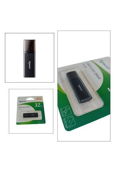 Apacer Stick de memorie USB 3.2 de 32 GB, AH25B, cu capac, negru