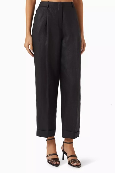 12storeez Linen Relaxed Fit Pants, Modern Classic Tapered Design