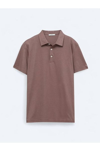 Kip Brown Crew Neck Cotton Blend T-Shirt